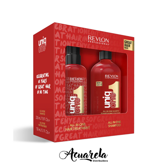 Kit Shampoo Todo en Uno + Tratamiento Uniq One - Revlon Professional